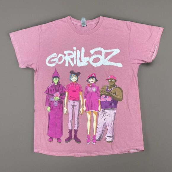 Hot Topic x Gorillaz Cracker Island Pink Grunge Album Band Shirt M - Picture 1 of 6